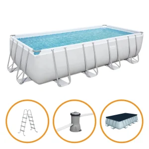 Piscina Estrutural 11.532 Litros Retangular com Capa + Escada e Filtro Bestway